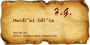 Halápi Géza névjegykártya