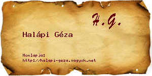 Halápi Géza névjegykártya